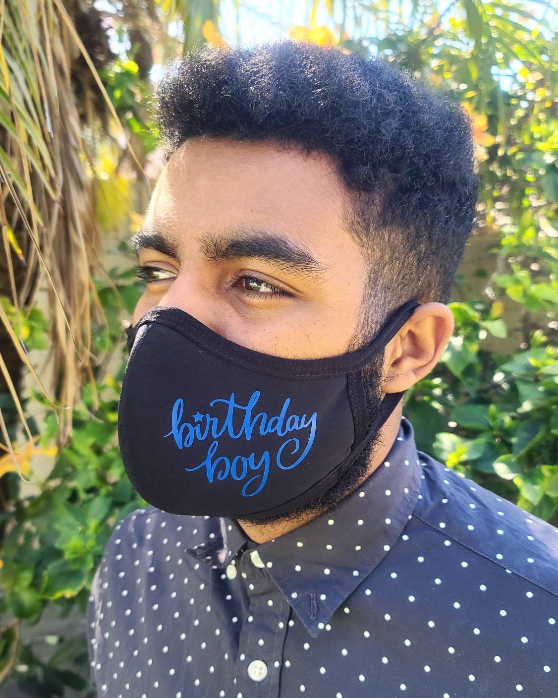 Geburtstag Junge Gesichtsmaske/100 % Baumwolle Wiederverwendbar Und Waschbar Dreifach-Schicht Atmungsaktiv Blau Schreiben Auf Schwarze Maske Kind von Etsy - FunAndUniqueMasks