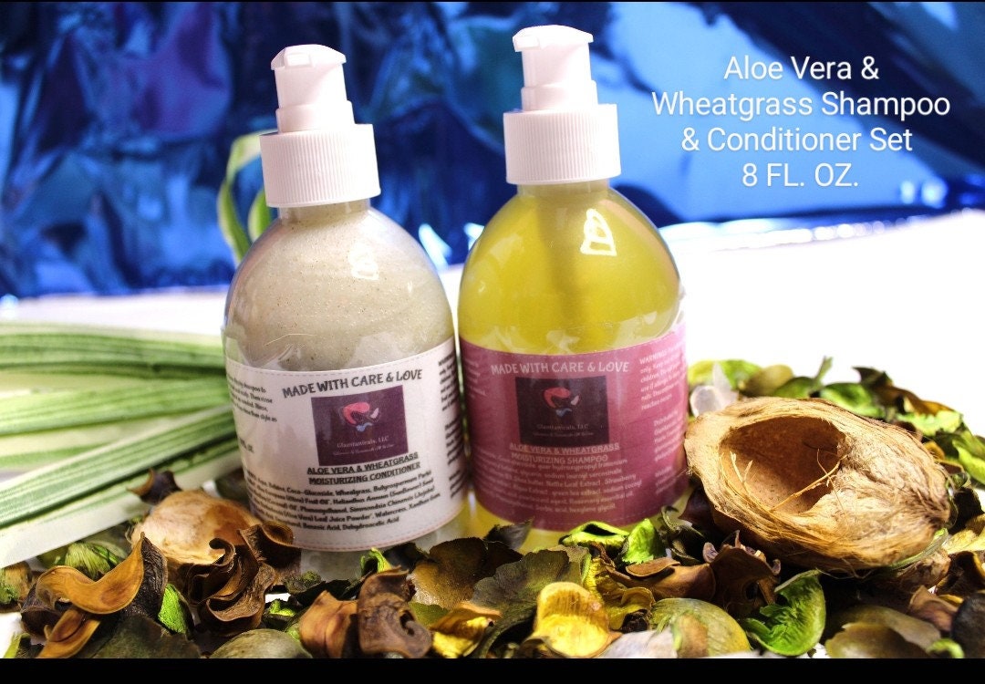 Aloe Vera Und Weizengrass Moisturizing Shampoo Deep Conditioner Set. Mit 2 Unze. Oder 1, 14 Unzen Von Casual Haaröl von Etsy - GLAMTANICALS