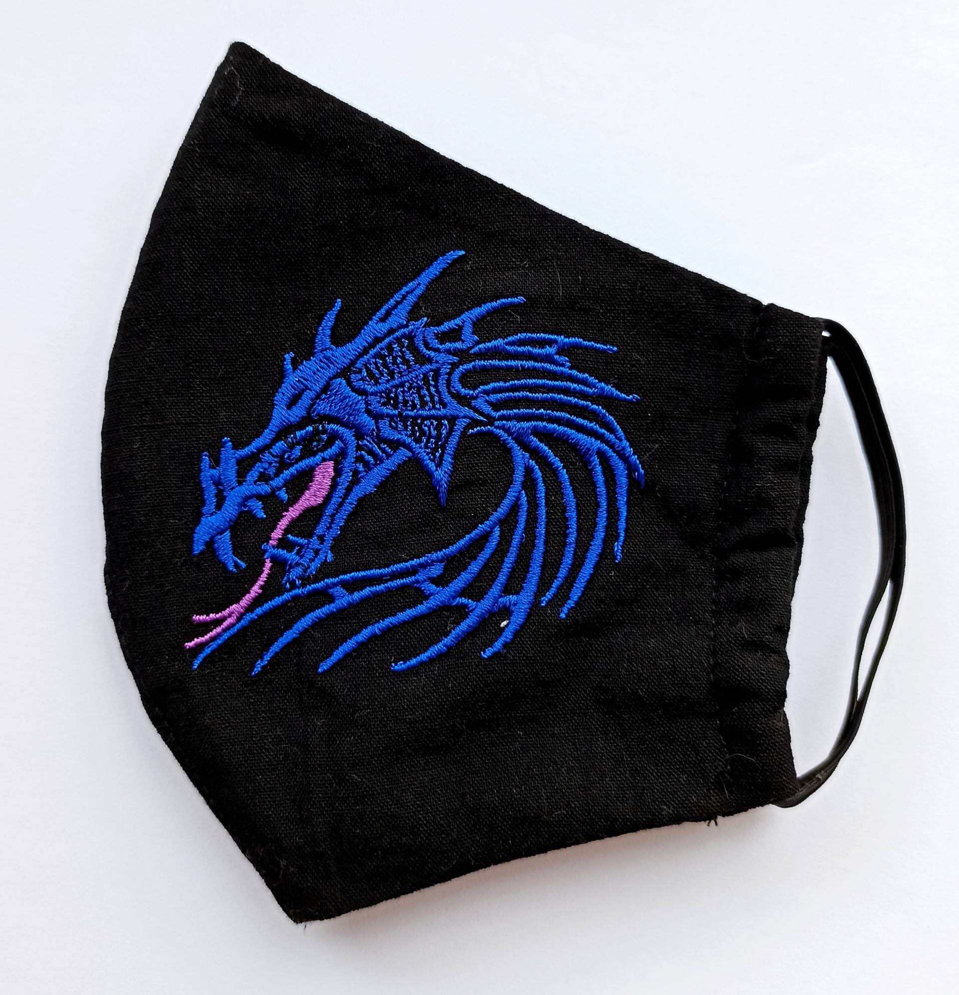 Blaue Drachenmaske Tattoo Bestickte Masken Waschbare Wiederverwendbare 3-Lagig Design von Etsy - GUAembroidery