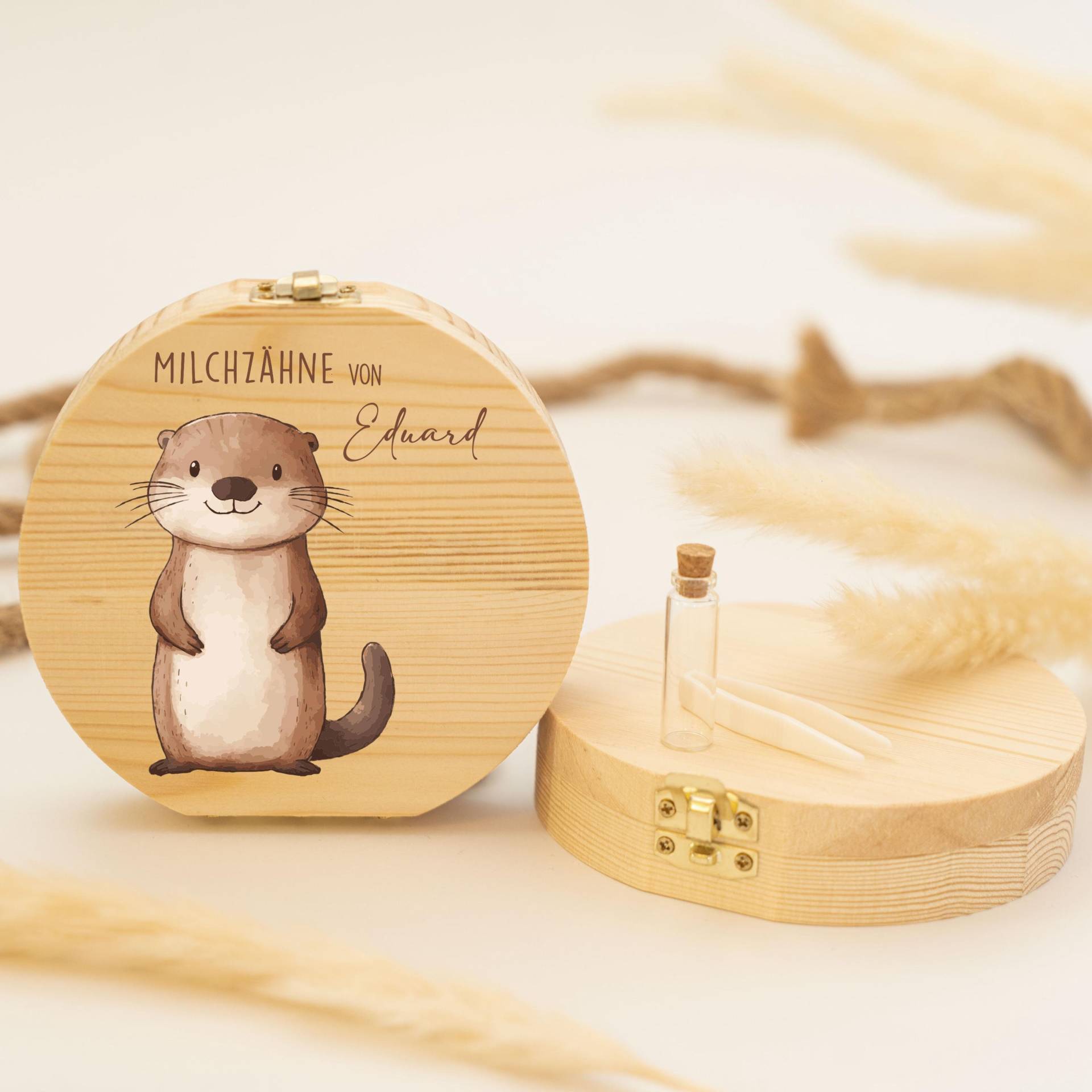 Personalisierte Zahndose Mit Otter-Motiv | Holz Erinnerungsbox Für Milchzähne Geschenk Zur Taufe & Geburt, Milchzähne, Zahnfee von Etsy - GeschenkeFabrikShop