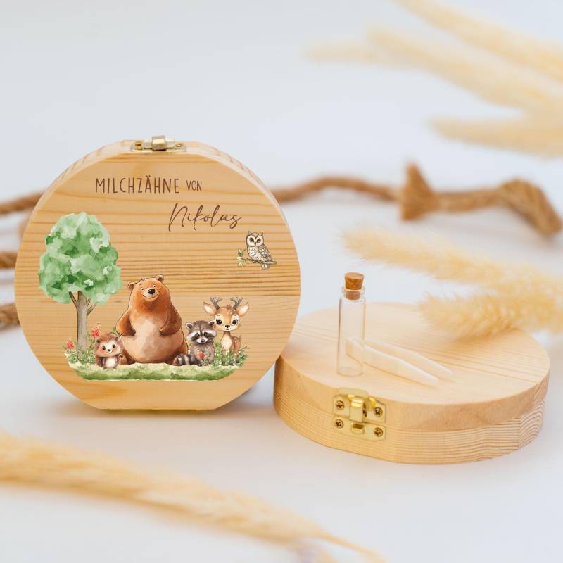 Personalisierte Zahndose Mit Waldtier-Motiv | Holz Erinnerungsbox Für Milchzähne Geschenk Zur Taufe & Geburt, Milchzähne, Zahnfee von Etsy - GeschenkeFabrikShop