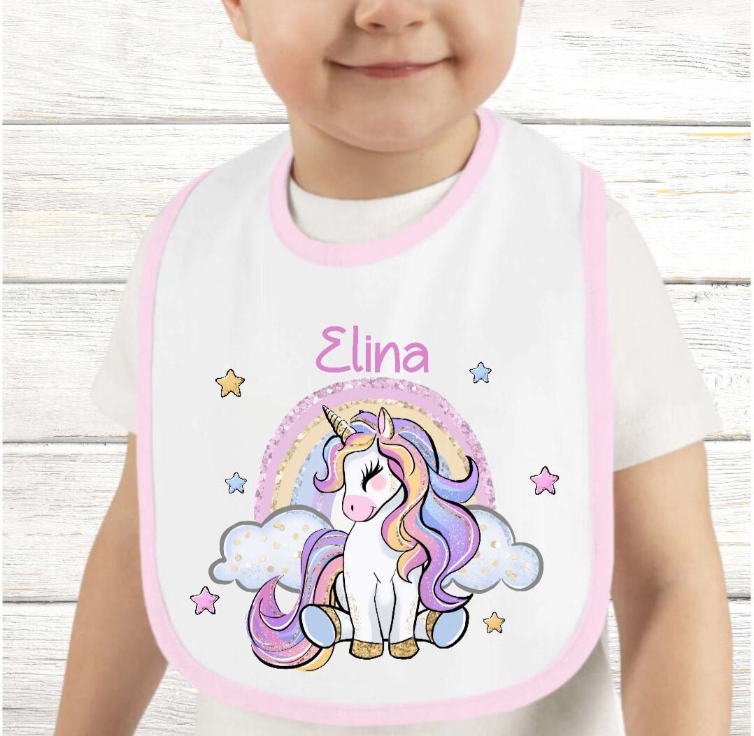 Baby Lätzchen Personalisiert Einhorn Mit Name Mädchen Sabberlatz Latz Geschenk Geburt Taufe von Etsy - Geschenkelaedchen