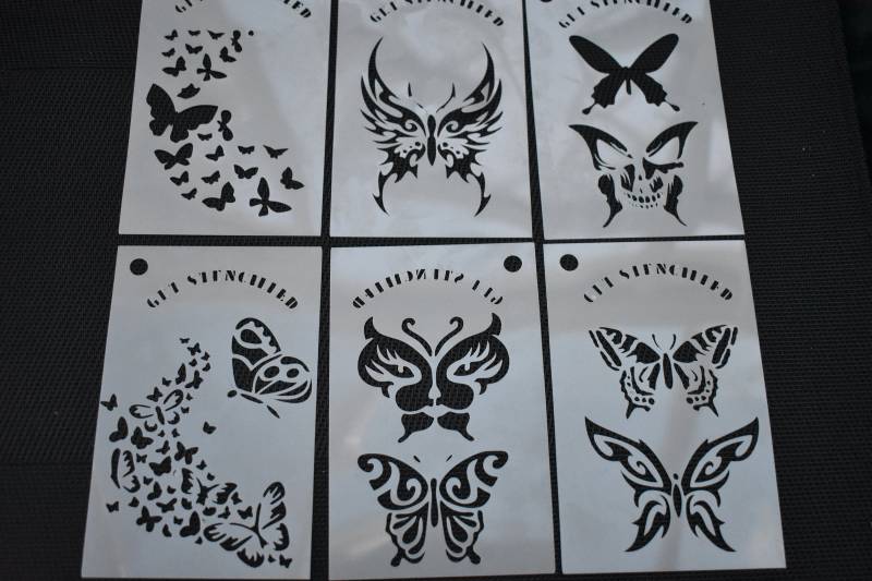 Gesicht Body Malerei Glitzer Tattoo Henna Schablonen X 6 Schmetterling Themen Plus Freie Kette Glieder Verschluss von Etsy - GetStencilledUK