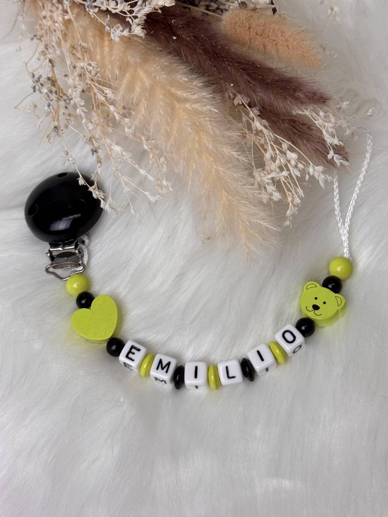 Schnullerkette Mit Namen, Schwarz Gelb, Fußball, Geschenkidee, Babyparty, Personalisiert von Etsy - GlamAccessoires