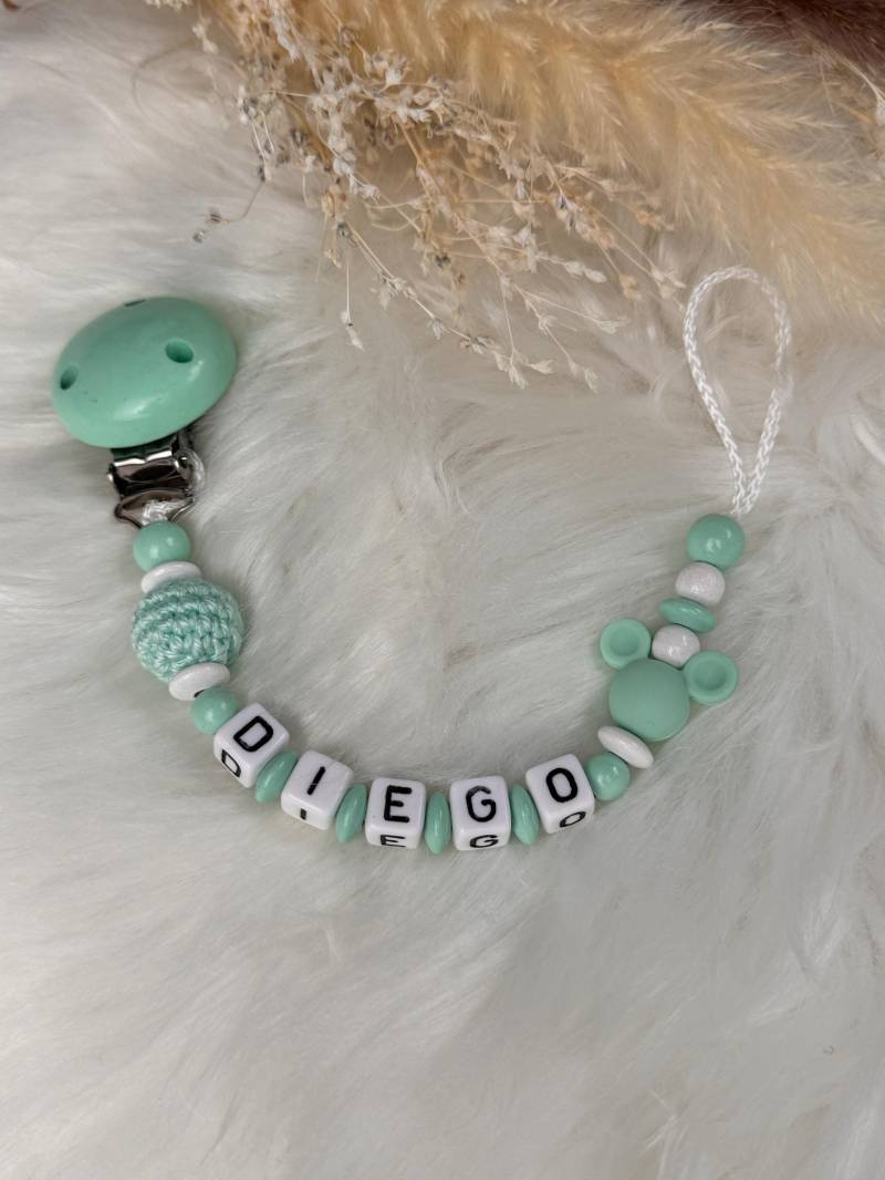 Schnullerkette Mit Namen Mint Geschenkidee, Babyparty, Personalisiert von Etsy - GlamAccessoires