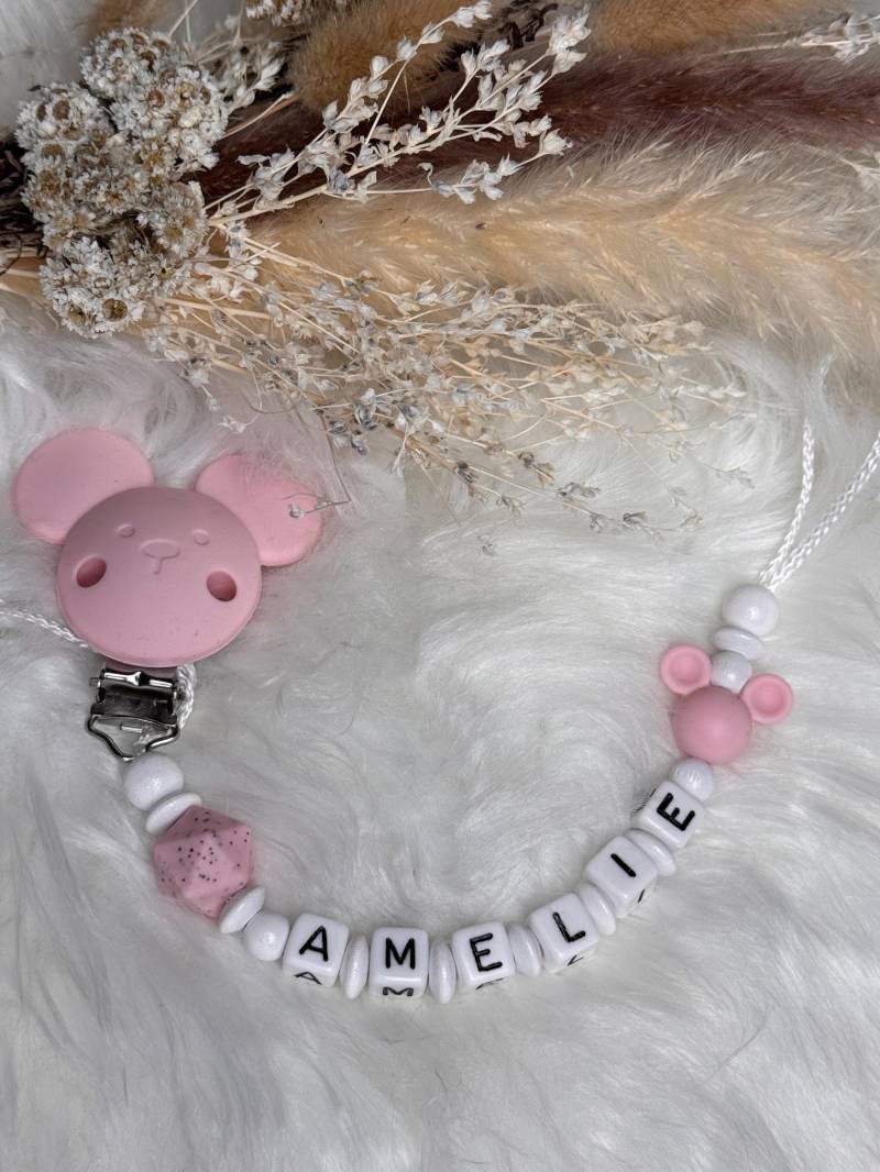 Schnullerkette Mit Namen - Rosa Blau Maus Clip Geschenkidee Babyparty- Personalisiert von Etsy - GlamAccessoires