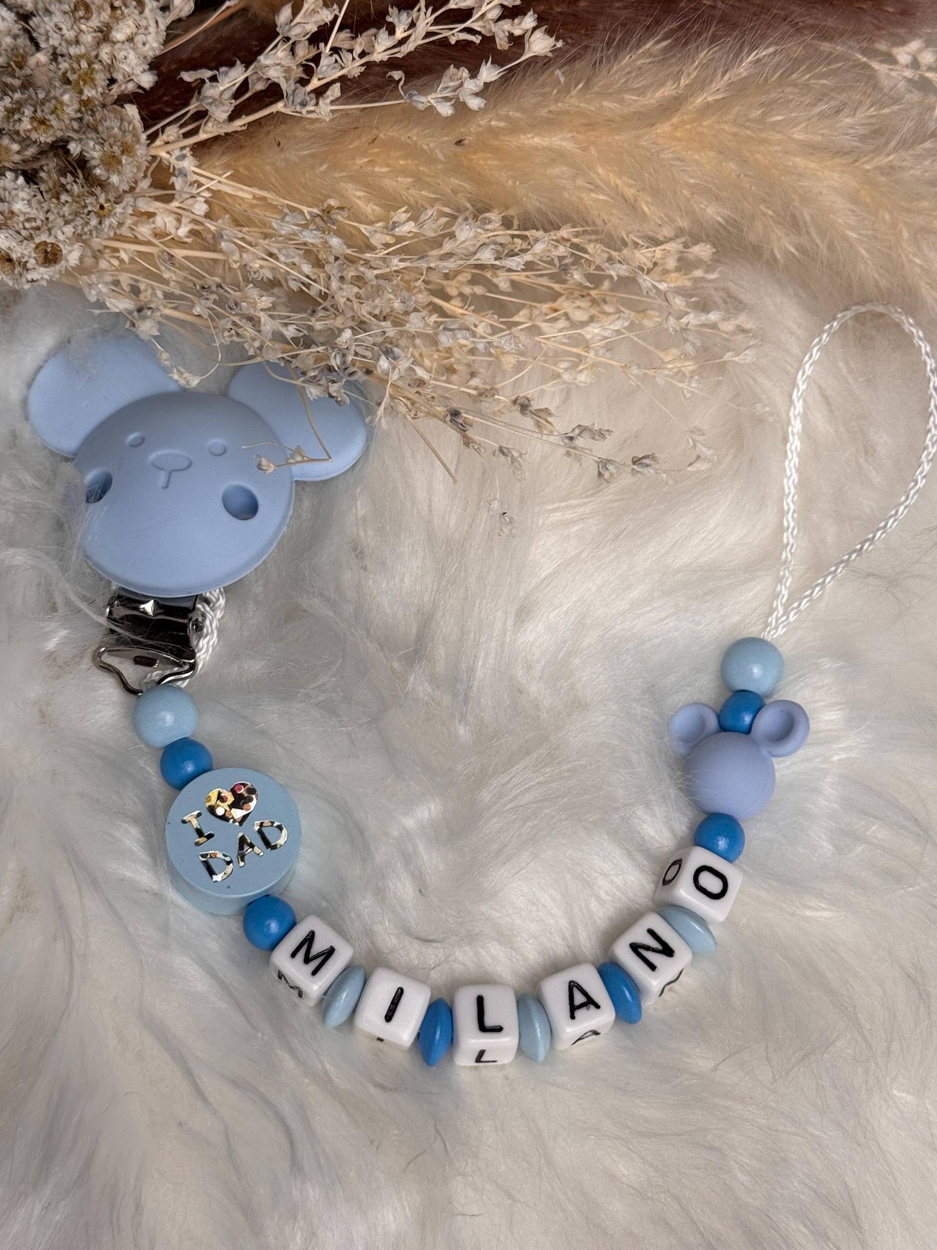 Schnullerkette Mit Namen - Rosa Blau Maus Clip Geschenkidee Babyparty- Personalisiert von Etsy - GlamAccessoires