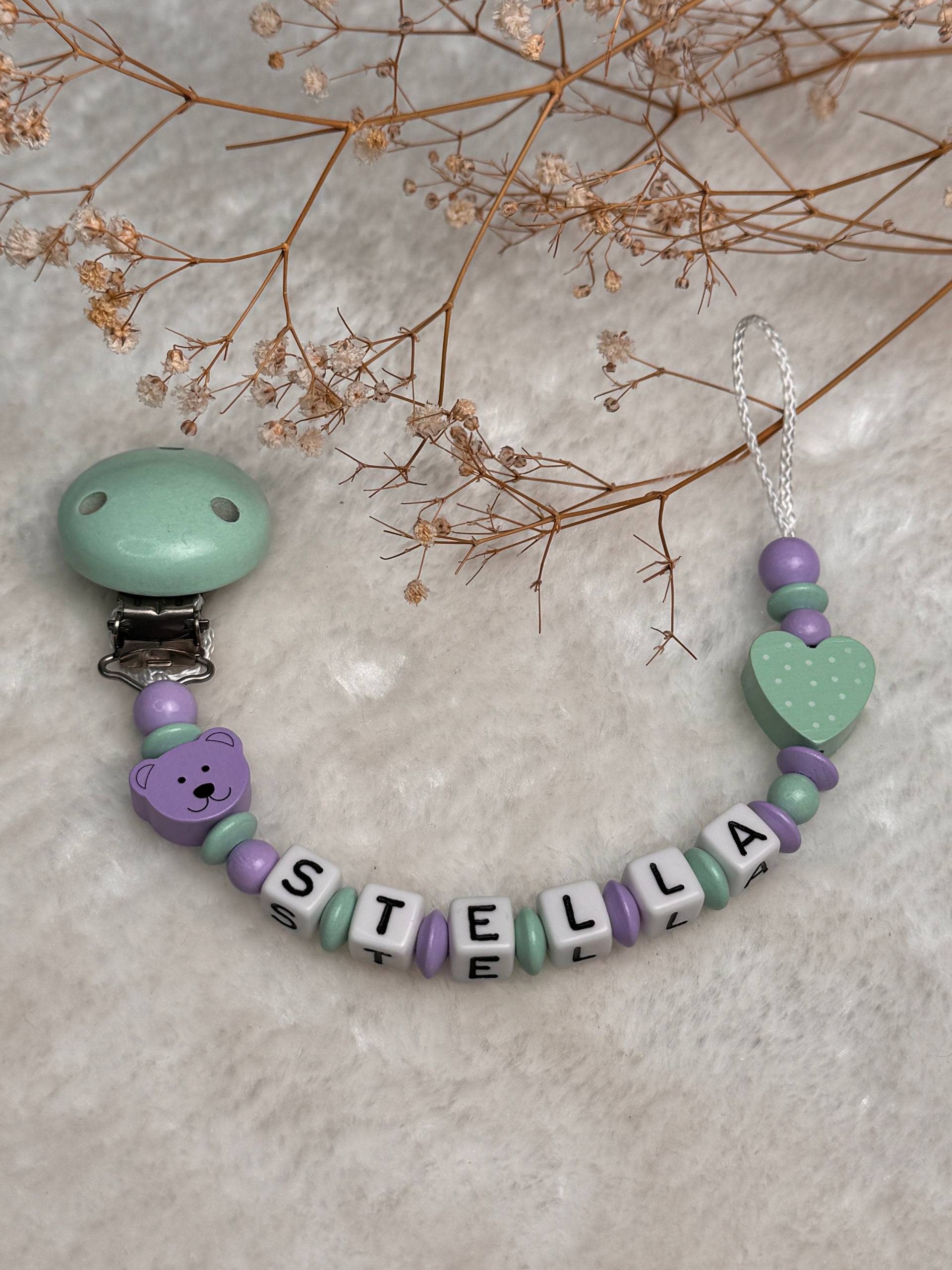 Schnullerkette Mit Wunchname, in Lila Mint, Geschenkidee, Babyparty, Personalisiert, Geschenk Zur Geburt von Etsy - GlamAccessoires