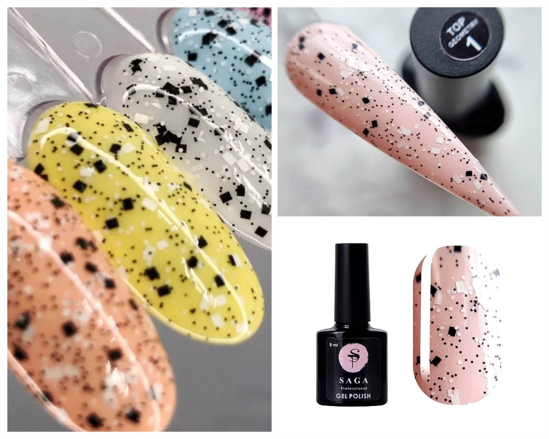 Saga Geometry Top Mantel Weiß Schwarz Konfetti Dots Pailletten Cover Für Nail Art von Etsy - Glifada