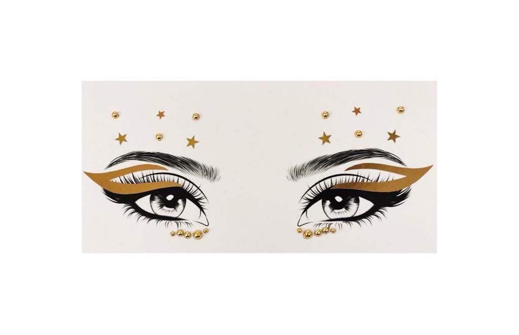 Mgb Selbstklebender Gold Eyeliner/Gesichtsschmuck/Party Aufkleber/Party Edelsteine/Festival Aufkleber von Etsy - GlitterboutiqueGB