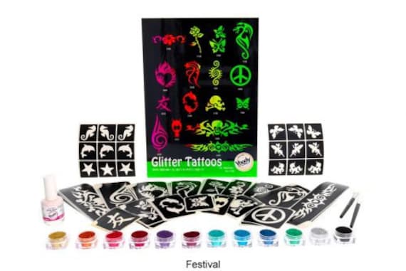 Glitzertattoo Set - Festival von Etsy - Glitzertattoos