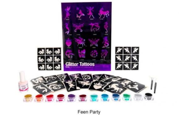 Glitzertattoo Set Motto Feen Party von Etsy - Glitzertattoos