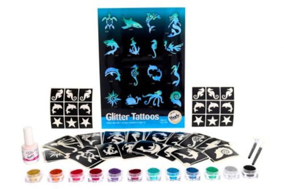 Glitzertattoo Set Motto Party Meereswelt von Etsy - Glitzertattoos