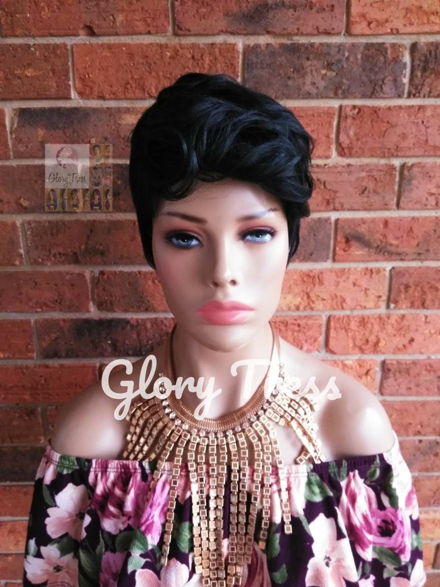 Kurze Rasiermesser-Schnitt-Perücke, Pixie-Schnitt-Frisur, Grüne Perücke, Schwarze Versandbereit // Nachfrage Kurze Rasiermesser-Schnitt-Perücke, Pixie-Schnitt-Frisur, Grüne Perücke, Schwarze Versandbereit // Nachfrage von Etsy - GloryTress