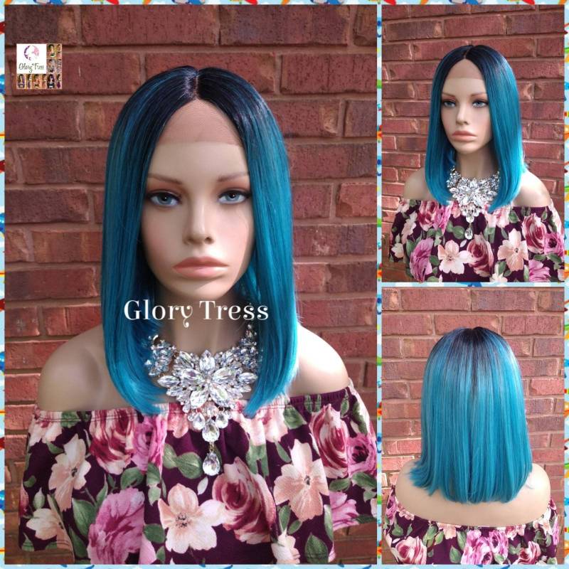 Lace Front Perücke, Bob Ombre Blau Glory Tress, Afroamerikaner Blaue On Sale //Vivid von Etsy - GloryTress