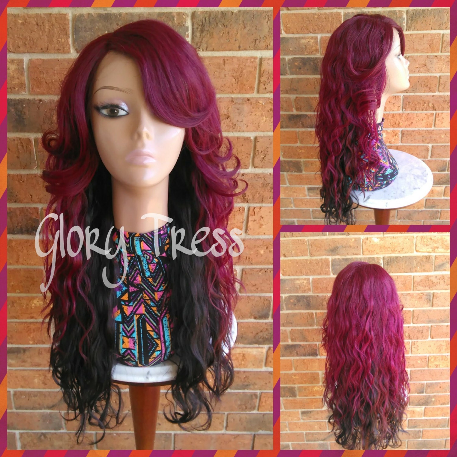 Lace Front Perücke, Wellige Spitzen Ombre Perücken, Glory Tress, Burgunder Hitzebeständige Clearance Lace Front Perücke, Wellige Spitzen Ombre Perücken, Glory Tress, Burgunder Hitzebeständige Clearance von Etsy - GloryTress