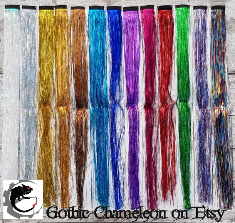 Clip in 18 Zoll Tinsel Haarverlängerung 13 Farben Versandbereit von Etsy - GothicChameleon