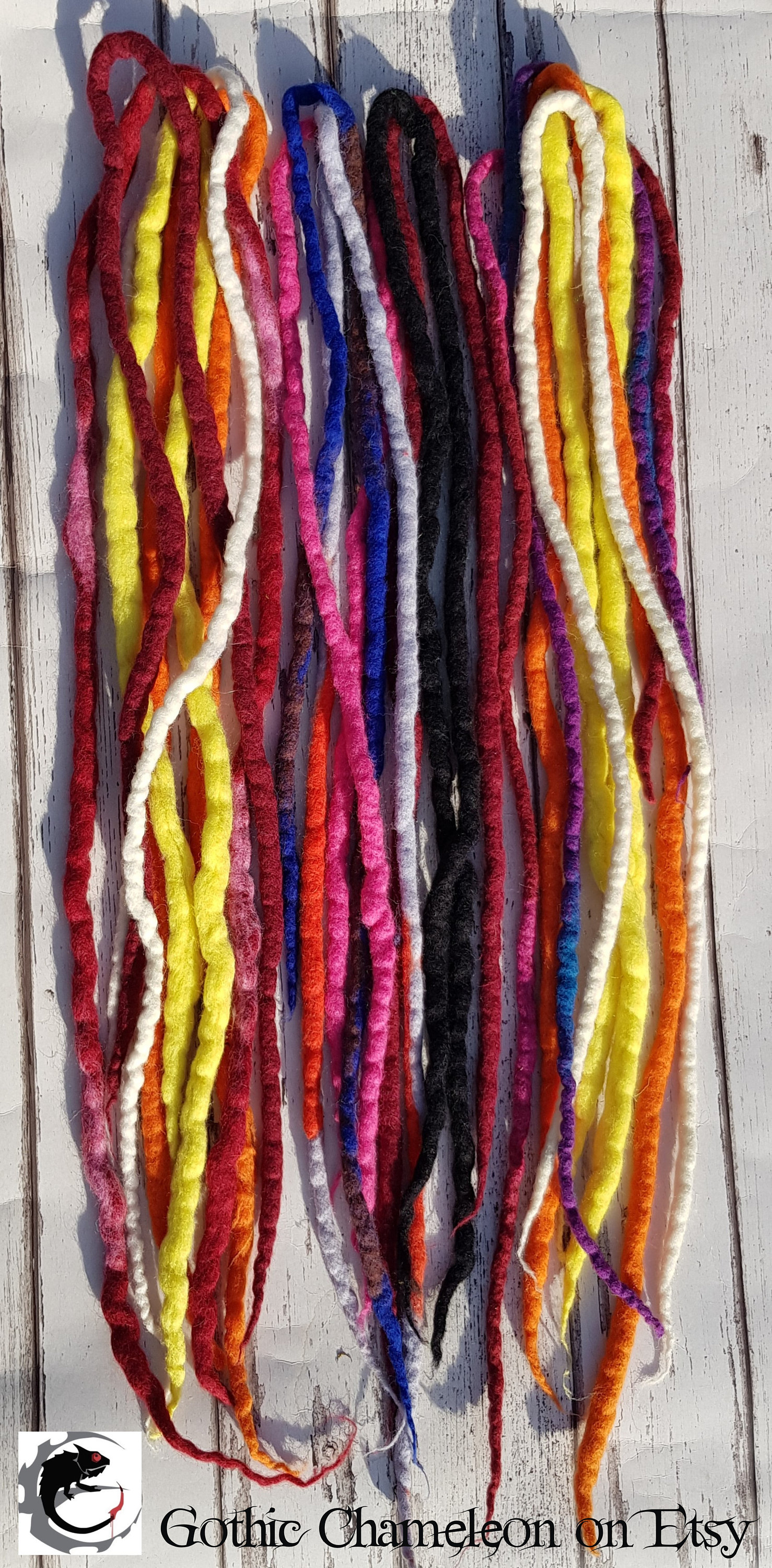 Lucky Dip Mix 5 X Doppelendige Merino Wolle Dreads 92 Bis 120 cm Länge von Etsy - GothicChameleon