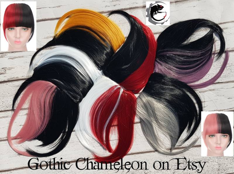 Pony | Fransen Zweifarbiger Clip in Der Haarverlängerung 7 Farben Bereit Zum Versenden von Etsy - GothicChameleon