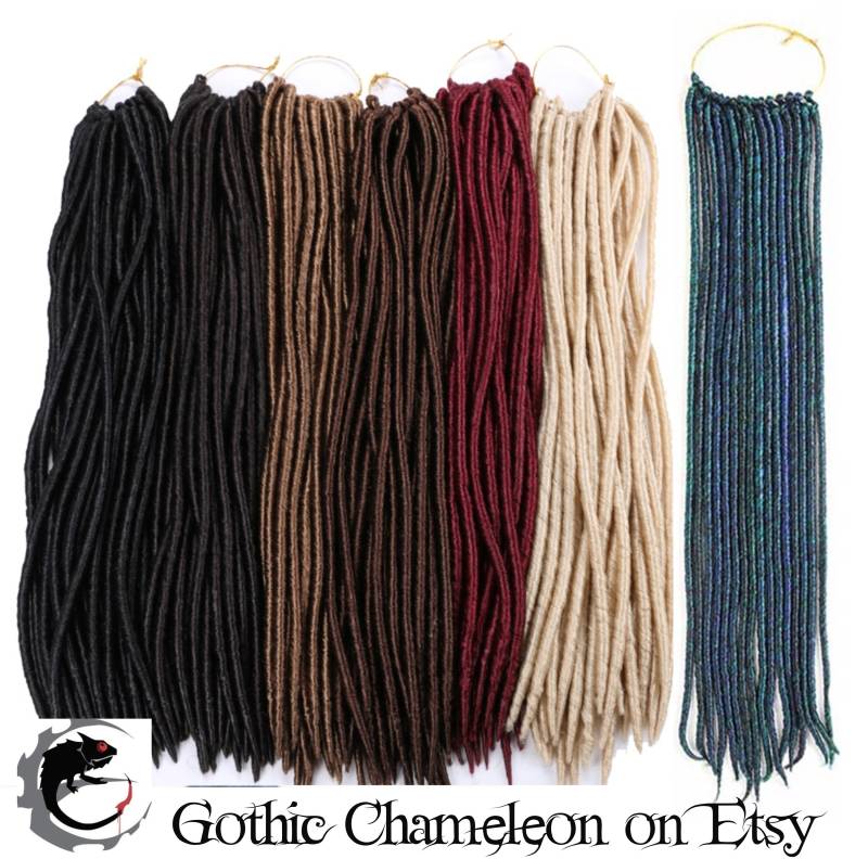 Se Single Ended Solid Color Dreads 18 Zoll Lang Set Von 24 Made To Order von Etsy - GothicChameleon