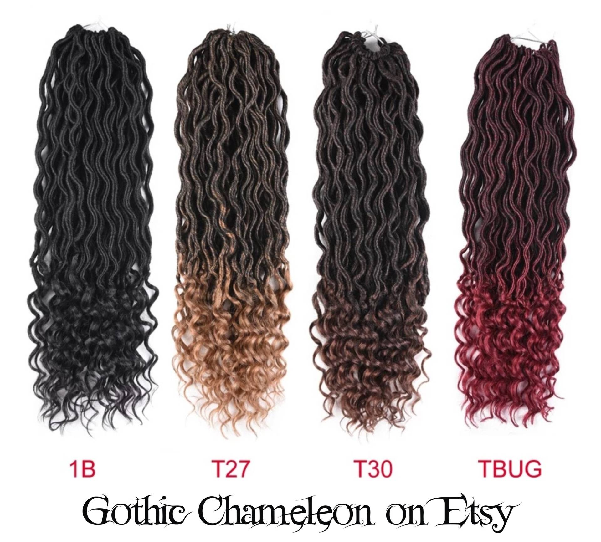 Se Single Ended Wavy Ombre Farbe Dreads 50, 5 cm Lang Set Von 24 Auf Bestellung Gemacht von Etsy - GothicChameleon