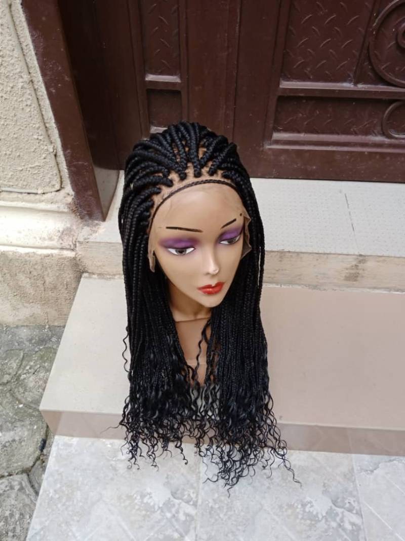 Geflochtene Perücke, Box Perücke Mit Locken, Für Schwarze Frau, Lace Front Braids, Braids Perücke, Perücken, Geflochtene von Etsy - GozellasCreations