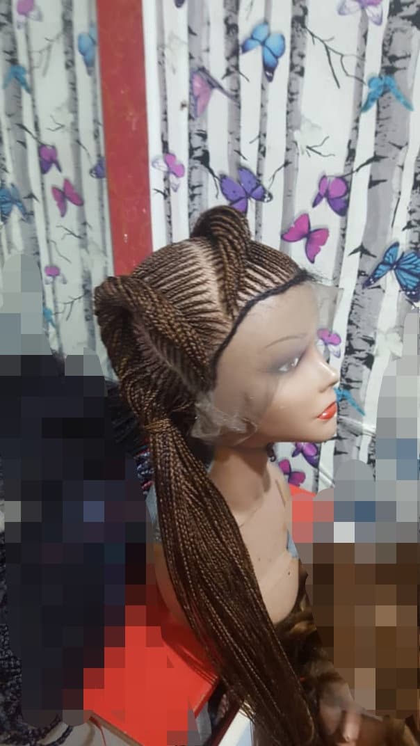 Geflochtene Perücke, Ghana Cornrow Schwarze Frauen Zöpfe, Volle Spitze Perücke von Etsy - GozellasCreations