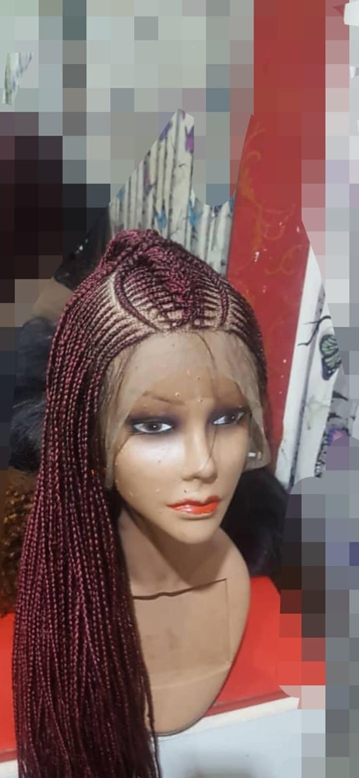 Geflochtene Perücke, Ghana Cornrow Schwarze Frauen-Zöpfe, Volle Spitzenperücke von Etsy - GozellasCreations