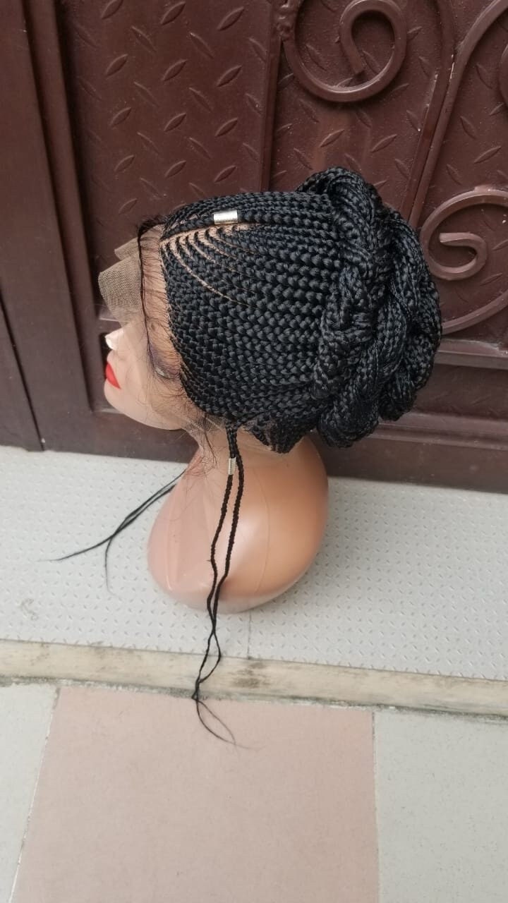 Geflochtene Perücke, Ghana Geflochtene Cornrow Zöpfe, Schwarze Frauen Volle Spitzenperücke, Handgemachte Zöpfe von Etsy - GozellasCreations