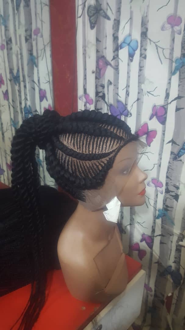 Geflochtene Perücke, Ghana Geflochtene Cornrow Zöpfe, Schwarze Frauen Volle Spitze Perücke von Etsy - GozellasCreations