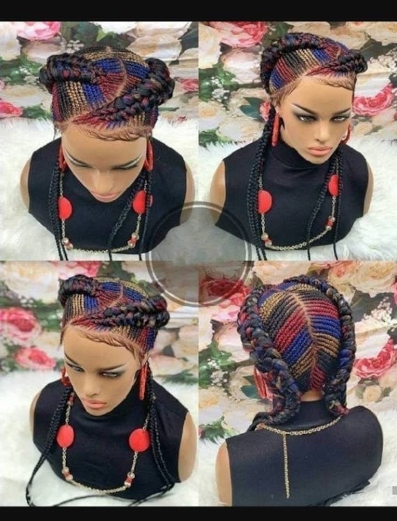 Geflochtene Perücke, Perücke Für Schwarze Frauen, Cornrows, Cornrow Ghana Volle Spitzeperücke, Frauengeschenk von Etsy - GozellasCreations