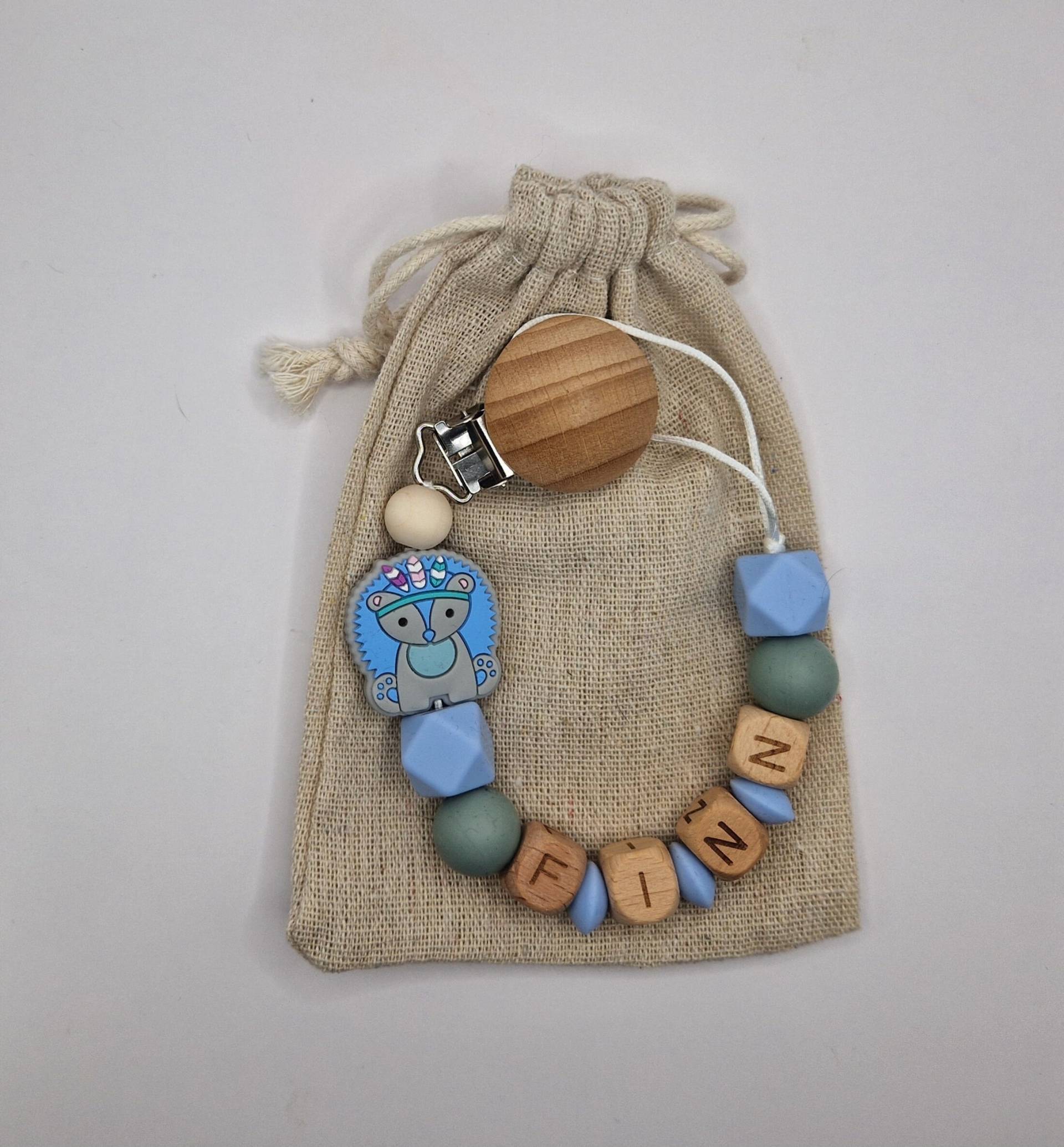 Schnullerkette Mit Namen Personalisiert Hellblau| Grau |Blau| Baby | Geschenk Zur Geburt Holz Silikon |Häkelperlen| Junge| Mädchen von Etsy - GravurHandwerk