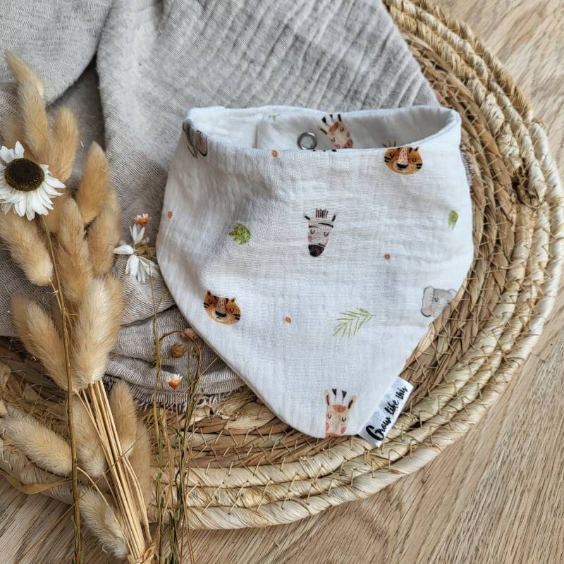 Babyhalstuch, Dreieckstuch Zootiere, Musselintuch Baby, Lätzchen von Etsy - GrowlikethisShop