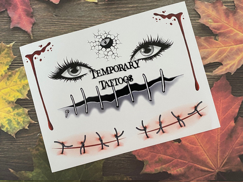 Set Halloween Augen Narben Blutstiche Schnitt Temporäre Tattoo Party Taschen Tt008 Tattoos von Etsy - Hailthenails