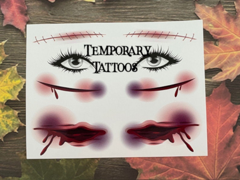 Set Halloween Augen Narben Blutstiche Schnitte Temporäre Tattoo Party Taschen Tt009 Tattoos von Etsy - Hailthenails