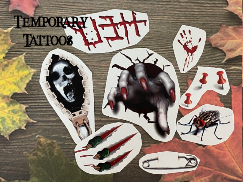 Set Halloween Skull Help Creepy Monsters Temporary Temporäre Tattoo Party Taschen Tt020 Tattoos von Etsy - Hailthenails