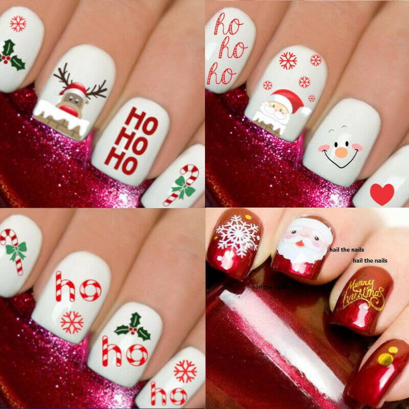 Weihnachten Nail Art Santa Nails Water Transfer Aufkleber Wraps Schnee Elfe Schneemänner von Etsy - Hailthenails