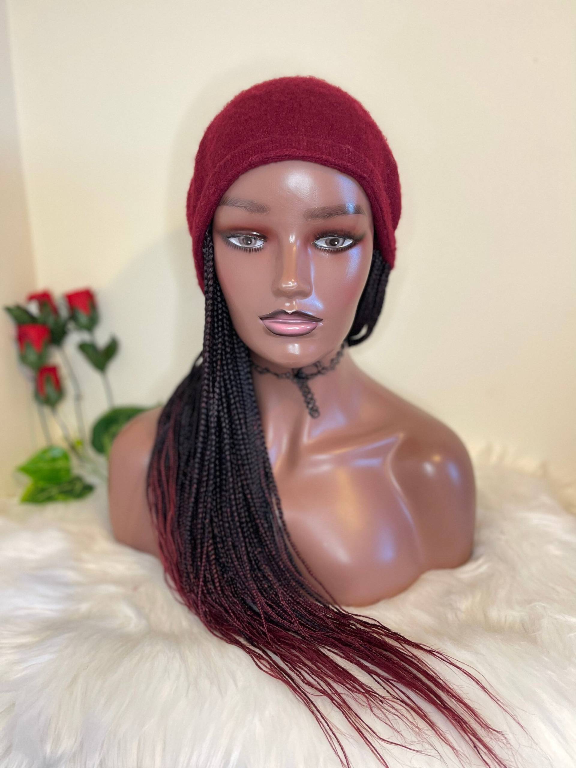 Rote Baskenmütze Braided Hat Perücke | Hut Mit Flecht Haar Befestigt Chemo Brading Haar| Alopecia |Individuelle Geflochtene von Etsy - HairAndWigsByCaphy