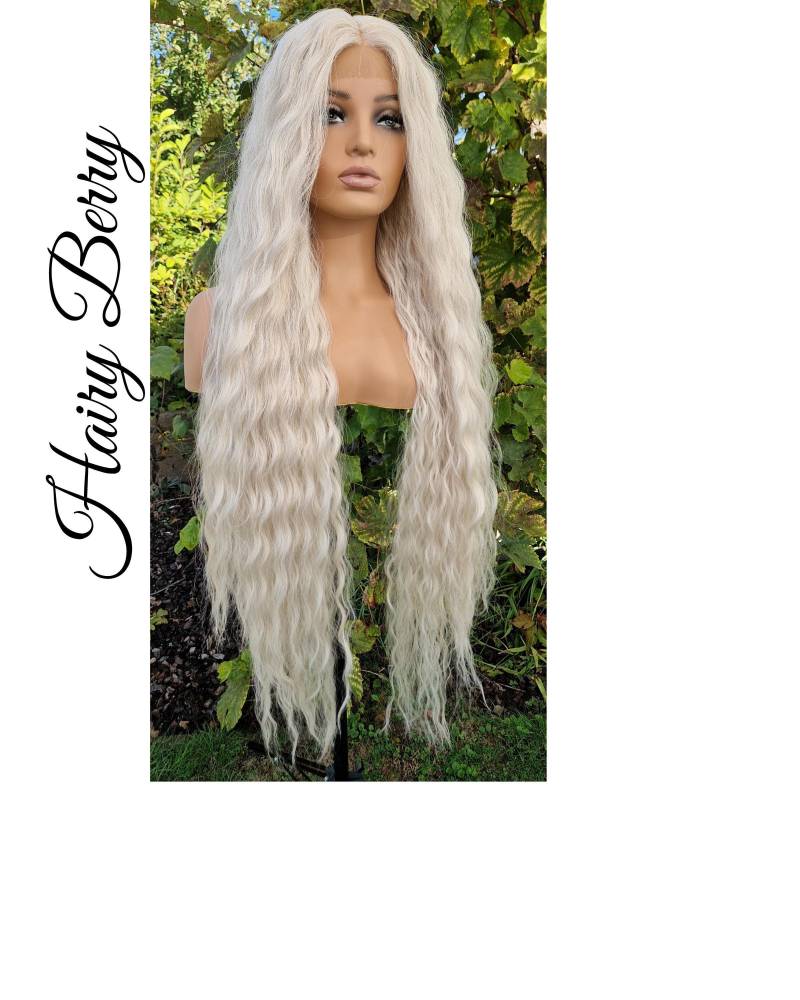 42-Zoll, Lace Front Perücke, Ziehen Sie Königin Platin Blonde Cosplay Perücken Für Schwarze Frauen, Weiße Lange Perücke von Etsy - HairyBerrysWigs