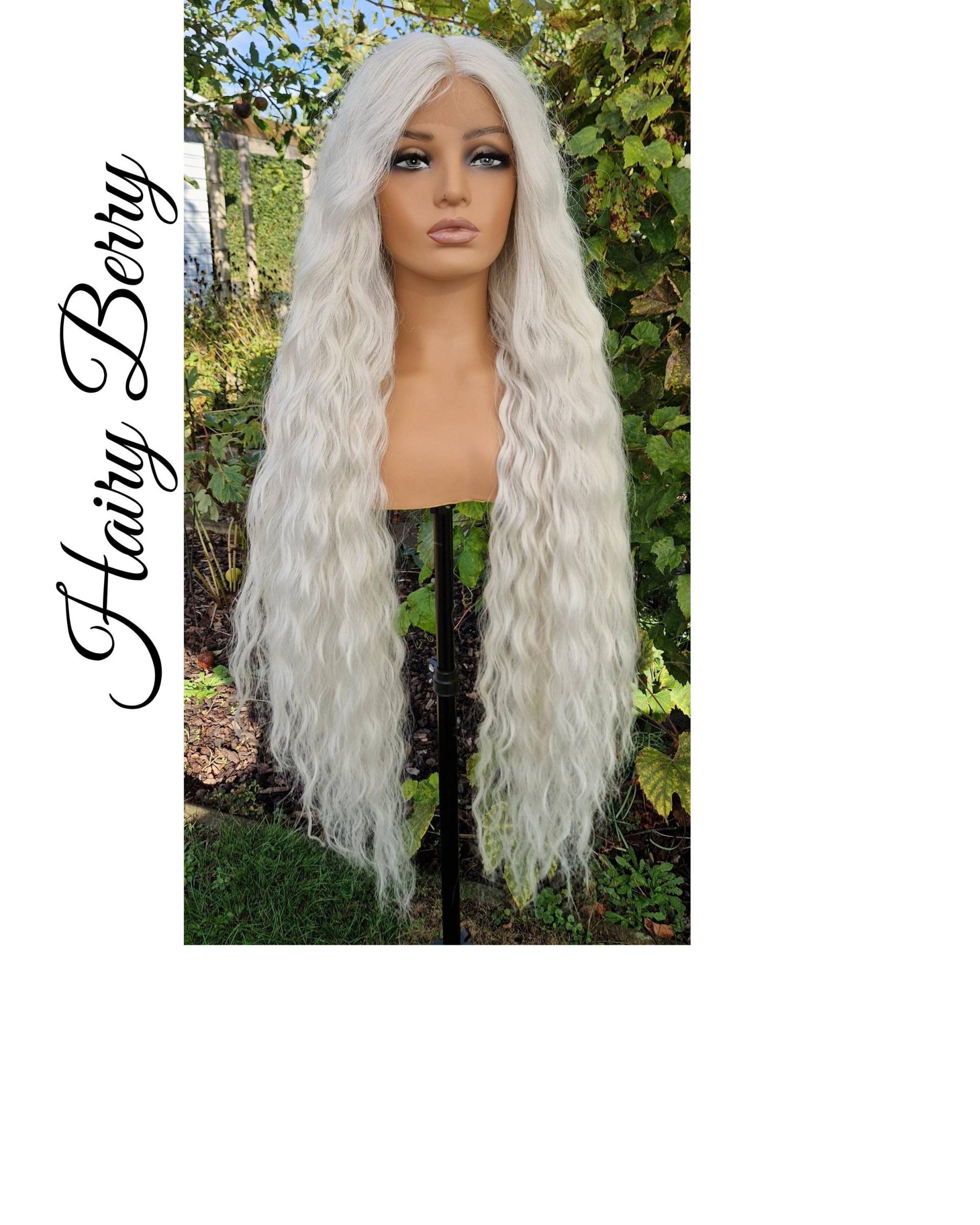 42-Zoll, Lace Front Perücke, Ziehen Sie Königin Platin Blonde Cosplay Perücken Für Schwarze Frauen, Weiße Lange Perücke von Etsy - HairyBerrysWigs