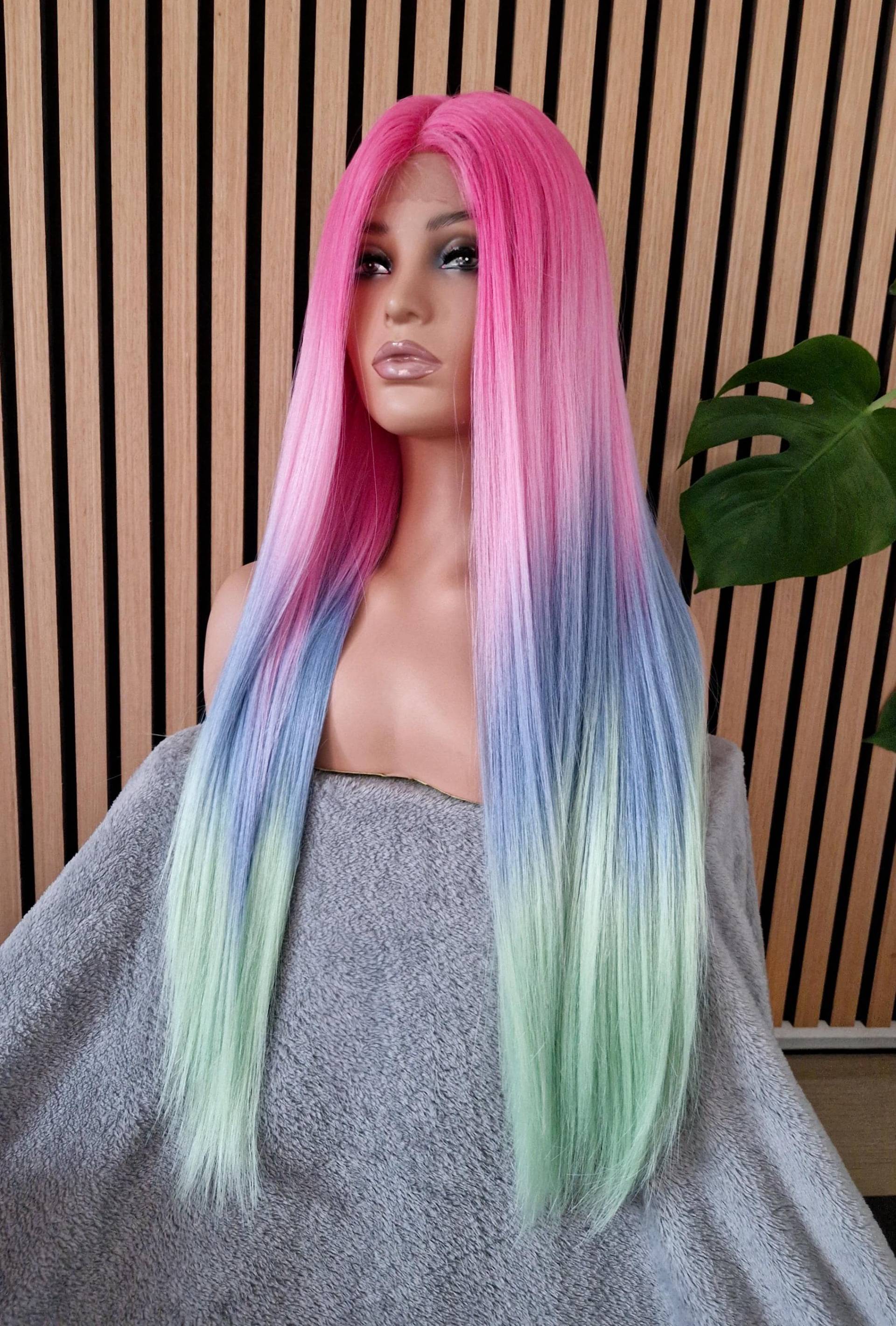 Cosplay Perücke, Perücken, Mlp, Emo Haar, Lace Front Ziehen Sie Königin Ombre Rosa Blaue Grüne Party Perücke Cosplay Perücke, Perücken, Mlp, Emo Haar, Lace Front Ziehen Sie Königin Ombre Rosa Blaue Grüne Party Perücke von Etsy - HairyBerrysWigs