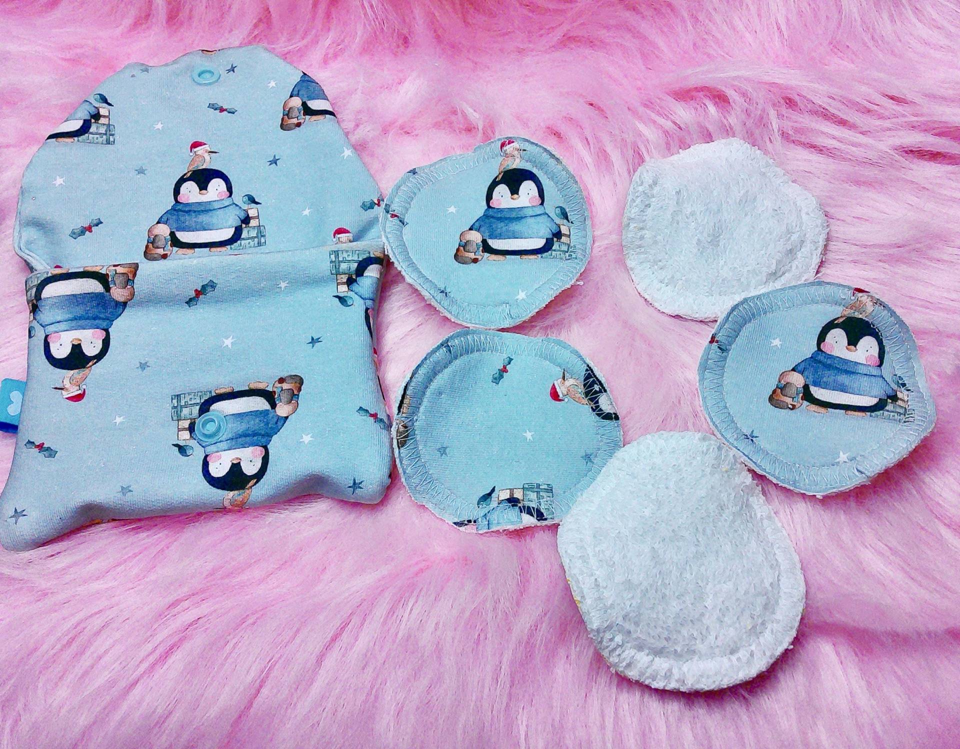 Zauberhaftes Winter Kosmetiktäschchen Mit Wiederverwendbaren Pinguin-Pads - Handgemachtes Unikat von Etsy - HandmadeMaLiMa