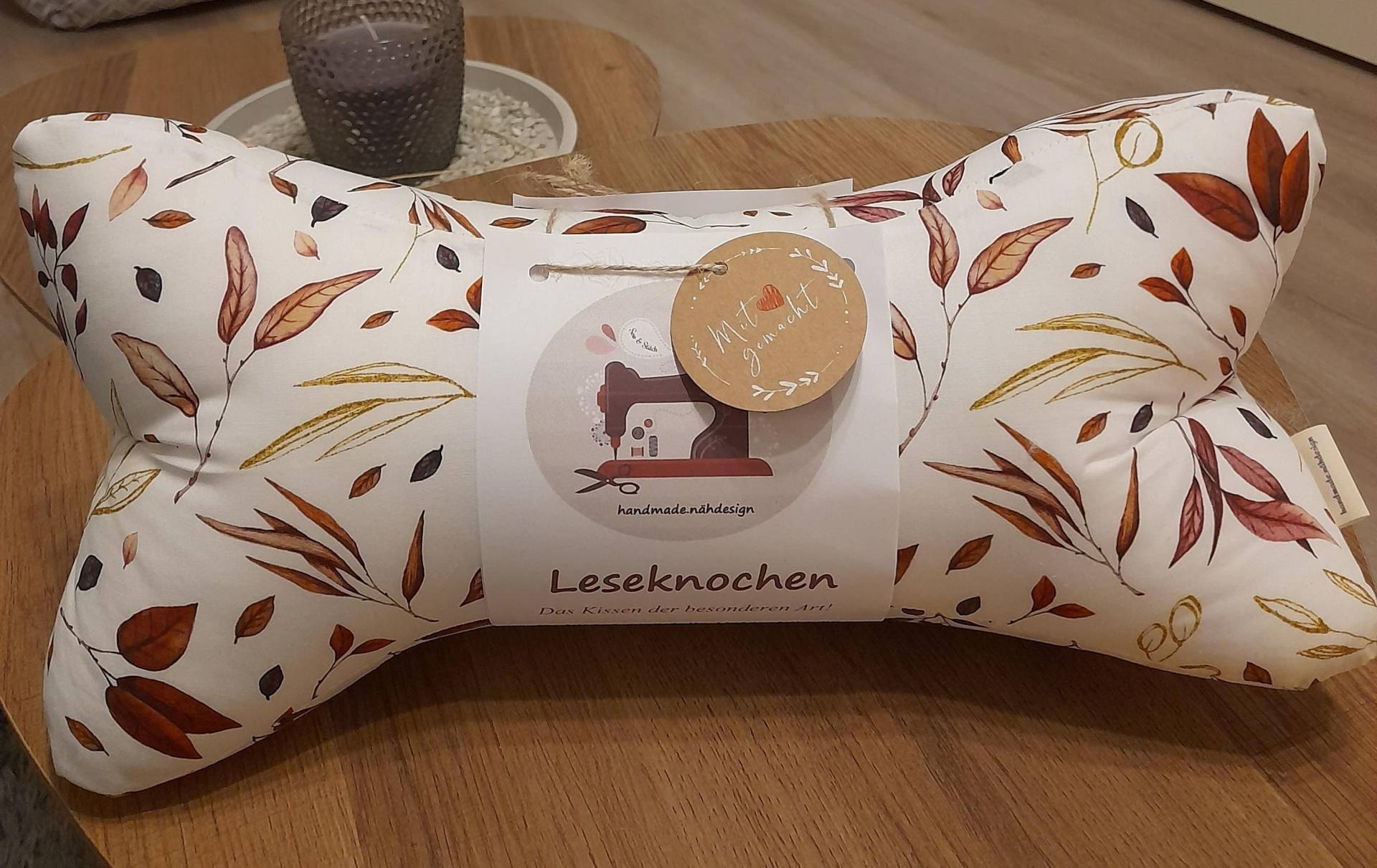 Leseknochen Nackenkissen 36x18 cm Handmade Herbstzauber von Etsy - HandmadeNaehdesign