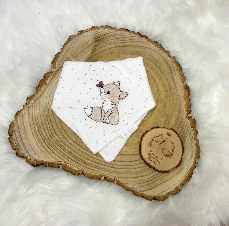 Halstuch Fuchs | Mit Namen Geburt Taufe Personalisiert Mädchen Junge Geschenk Musselin von Etsy - HandmadebyTaschaaa