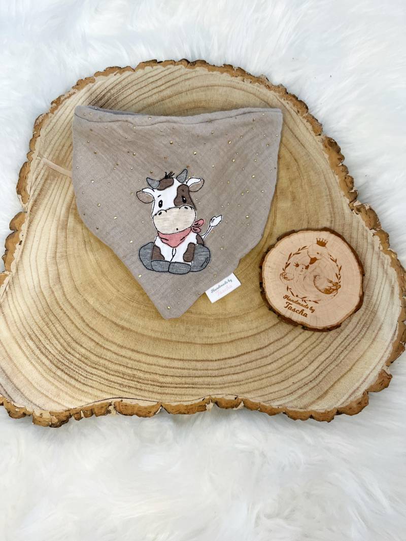 Halstuch Kuh | Mit Namen Geburt Taufe Personalisiert Mädchen Junge Geschenk Musselin von Etsy - HandmadebyTaschaaa