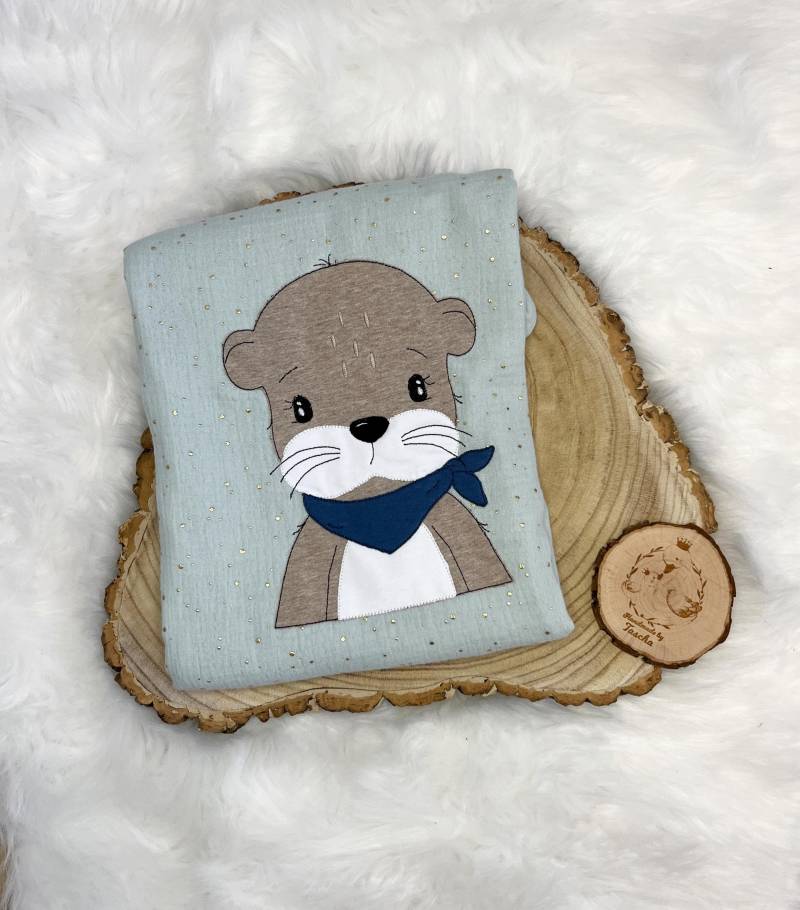 Musselin Decke Otter | Musselindecke Mit Namen Geburt Taufe Personalisiert Mädchen Jung Geschenk von Etsy - HandmadebyTaschaaa