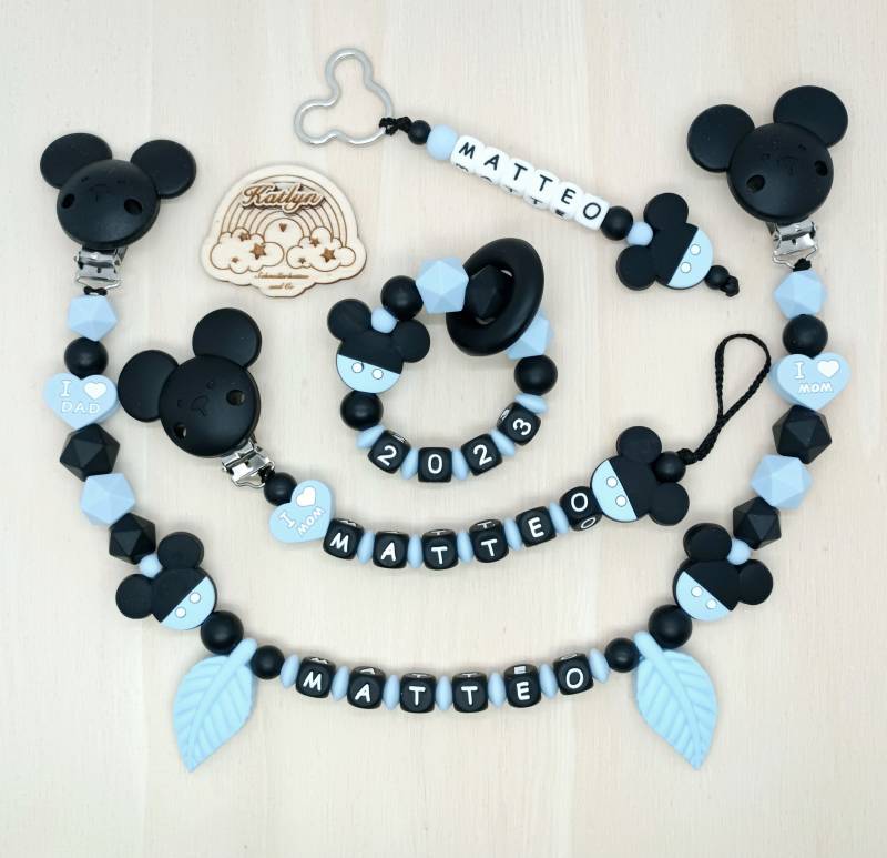 Schnullerkette Mit Name Komplettset, Kinderwagenkette, Schlüsselanhänger Und Greifling Aus Silikon Perlen+ Adaptor Gratis von Etsy - Handmadekatlyn