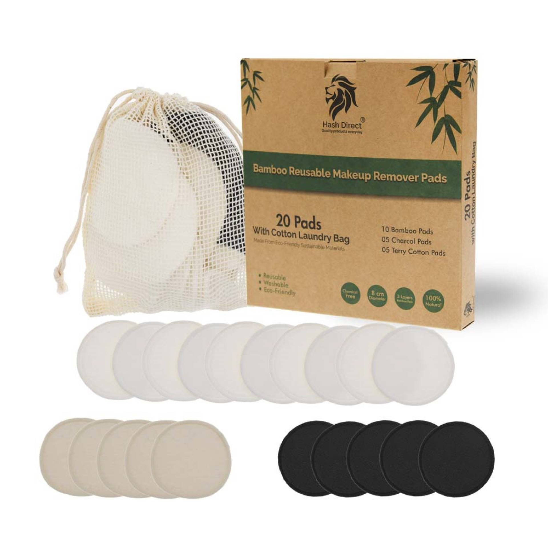 Wiederverwendbare Gesichtspads, Make Up Entferner Pads, 3 Schichten, Waschbar Bio Bambus Baumwolle Eco Vegan von Etsy - HashDirectUK