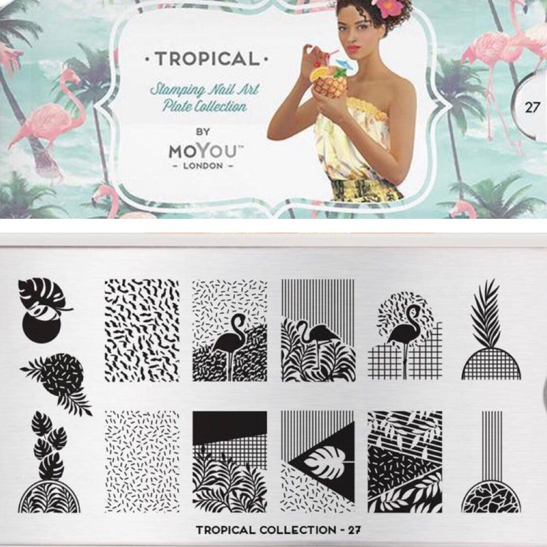 Moyou London Nail Stamping Plate - Tropical 27 Blätter Flamingo Abstrakt von Etsy - HellCatNails