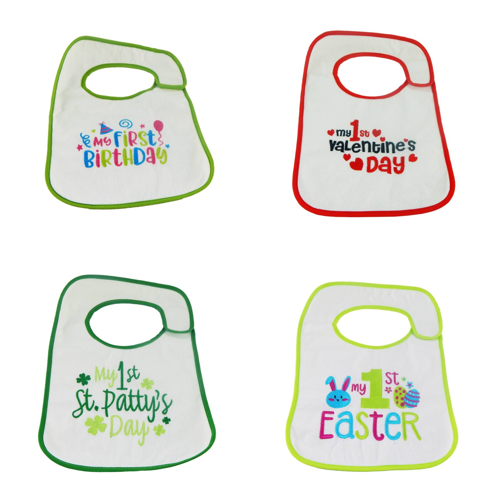 Babys Erster Geburtstag, Valentinstag, St. Patty's Day, Ostern Lätzchen Set - 4Pk von Etsy - HelloBabyWonder